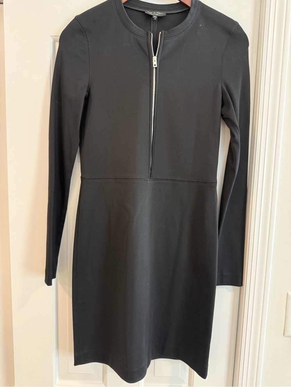 rag & bone Black Long-Sleeve Zip-Front Sheath Dress
